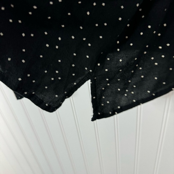 J Jill Top Medium Black White Square Does Long Sleeve Blouse Casual Workwear - Picture 5 of 8